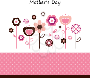 Pink flowers for Mother's Day isolated on white. Vector Illustration