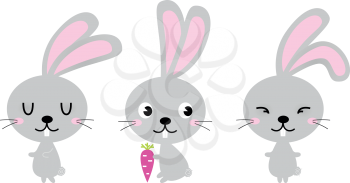 Group of Easter Bunnies in various poses. Vector Illustration
