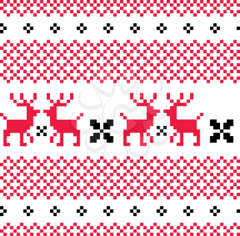 Norwegian seamless pattern with Deers. Vector Illustration
