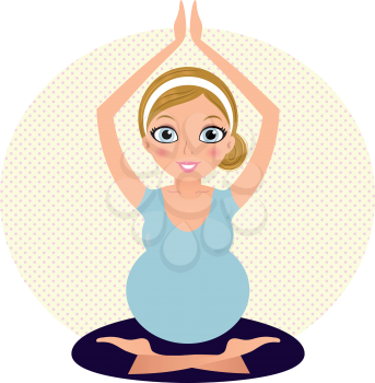 Pregnant woman in Yoga pose. Vector Illustration

