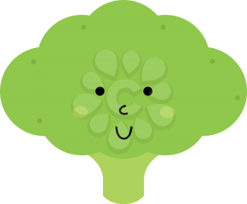 Simple Broccoli character. Vector Illustration
