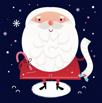 Cute Santa with note. Vector cartoon Illustration
