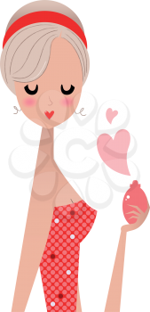 Fashion girl with perfume for Valentine's day. Vector