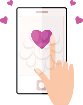 Smart phone with love message for valentines day. Vector