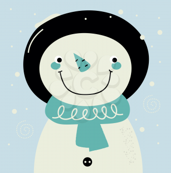 Adorable winter Snowman. Vector Illustration