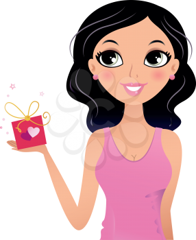 Girl with gift for Valentine's day vector