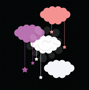 Cute beautiful sleeping clouds. Vector cartoon Illustration