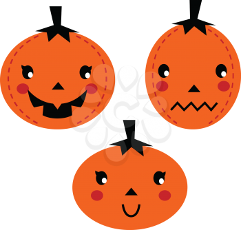 Beautiful Pumpkin heads characters. Vector cartoon Illustration
