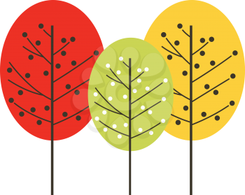 Colorful various Trees. Vector Illustration