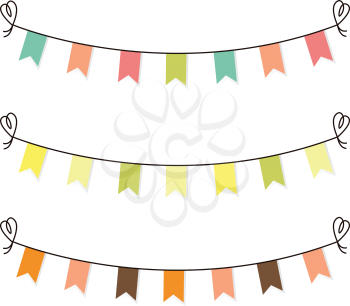Cute birthday or baby shower flags, bunting. Vector cartoon Illustration