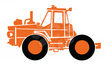 Royalty Free Clipart Image of an Orange Tractor