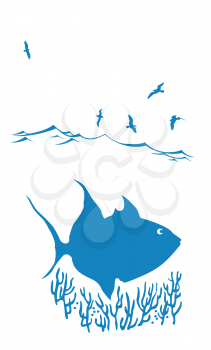 Royalty Free Clipart Image of a Fish Swimming