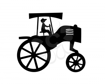Royalty Free Clipart Image of a Person Driving a Tractor