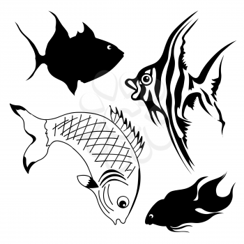 Royalty Free Clipart Image of a Set of Fish