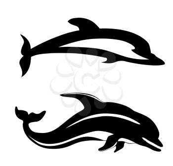 Royalty Free Clipart Image of Two Dolphins