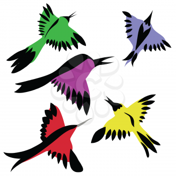 Royalty Free Clipart Image of Colorful Birds