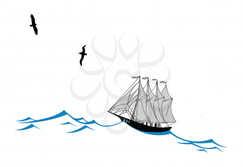 Royalty Free Clipart Image of a Boat in Water