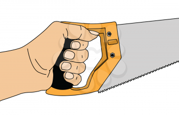 Royalty Free Clipart Image of a Person Holding a Saw