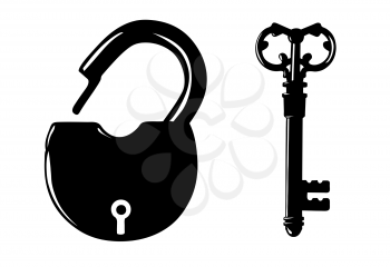 Royalty Free Clipart Image of a Padlock and Key