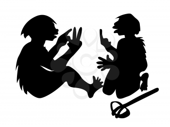 Royalty Free Clipart Image of Two Neanderthals