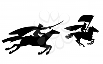 Royalty Free Clipart Image of People Riding Horses