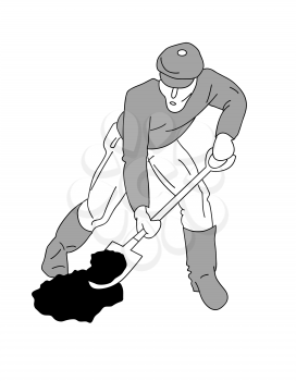 Royalty Free Clipart Image of a Man With a Shovel