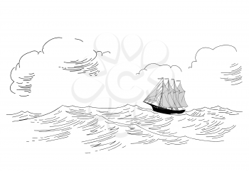 Royalty Free Clipart Image of a Boat on Water