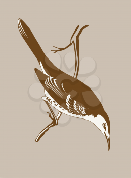 Royalty Free Clipart Image of a Bird Sitting on a Branch