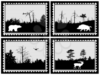 Royalty Free Clipart Image of Sets of Stamps