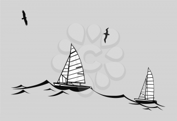 Royalty Free Clipart Image of Boats in the Water