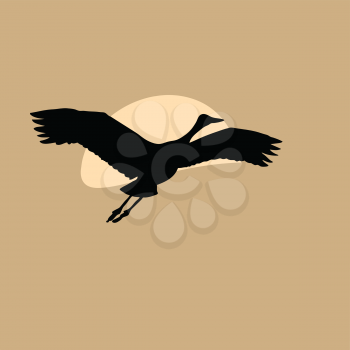 Royalty Free Clipart Image of a Crane Flying