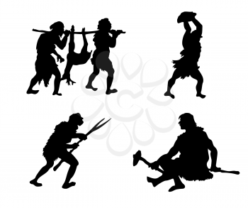 Royalty Free Clipart Image of Neanderthals