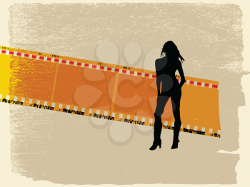 Royalty Free Clipart Image of a Woman and Film