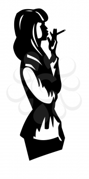 Royalty Free Clipart Image of a Girl Smoking