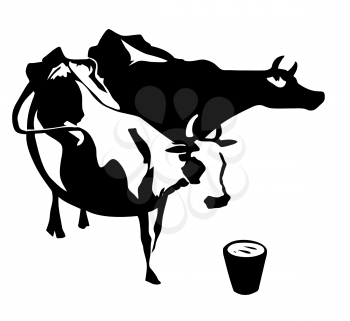 Royalty Free Clipart Image of Two Cows