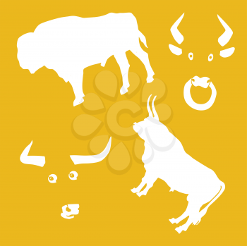 Royalty Free Clipart Image of Bulls