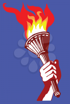 Royalty Free Clipart Image of a Person Holding a Torch