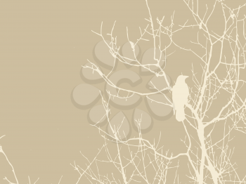 Royalty Free Clipart Image of a Bird in a Tree