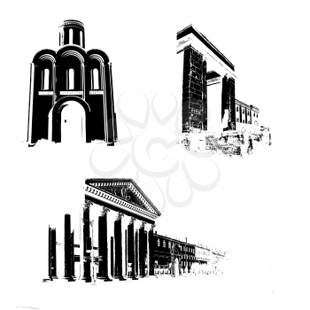 Royalty Free Clipart Image of Old Time Buildings