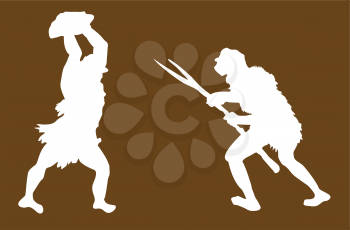Royalty Free Clipart Image of Neanderthals
