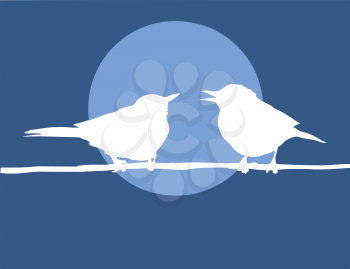Royalty Free Clipart Image of Birds on a Wire