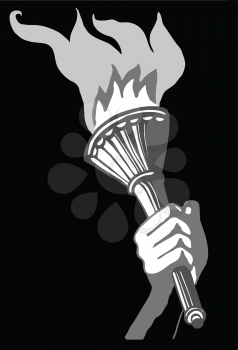 Royalty Free Clipart Image of a Person Holding a Torch