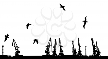 Royalty Free Clipart Image of a Shipyard