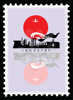 Royalty Free Clipart Image of an Industrial Postage Stamp