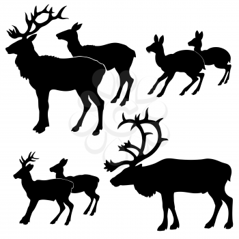 Royalty Free Clipart Image of Deer Silhouettes