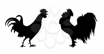 Royalty Free Clipart Image of a Rooster and Hen
