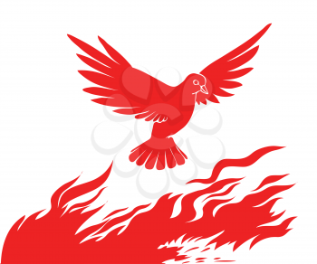 Royalty Free Clipart Image of a Bird Over Fire