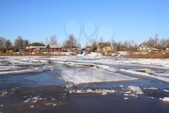 driving of ice on river