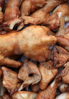 smoked hen on rural market