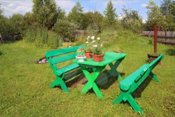garden furniture in summer garden